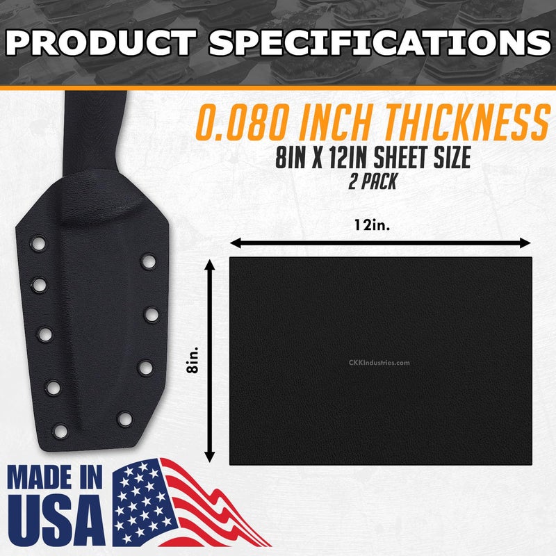 Holstex KYDEX Thermoform Sheet - (Type V) - (P1 Texture) - (0.080 Thickness) - (8in x 12in Sheets) - (Black) - (2 Pack) - for Holster Making, Cosplay, Airsoft Armor, Keel Guards - Image 3